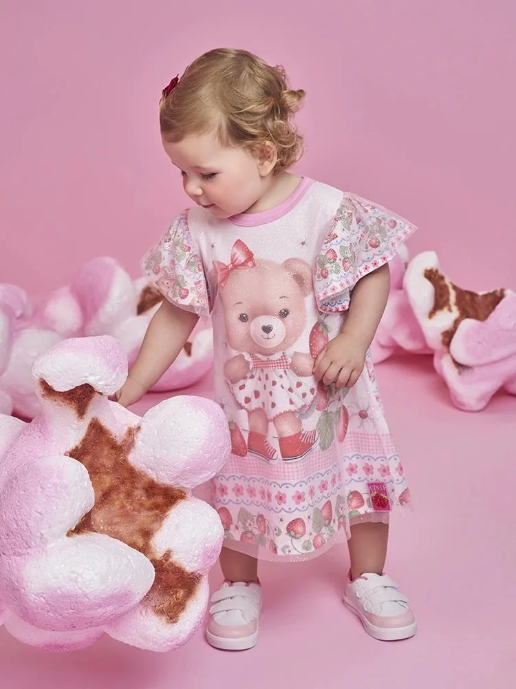 Vestido Cinti Ursinha Morangos - Rosa Iogurte - foto 1