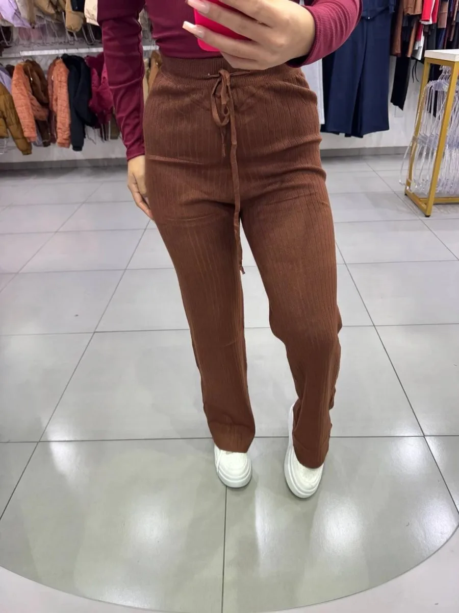 Calça Pantalona Modal Mousse Marrom - foto 1