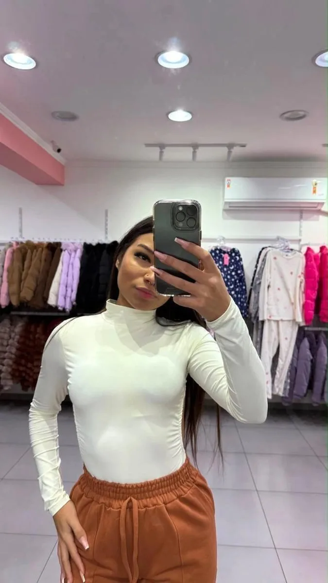 Body Poliamida Com Gola Costa Nua Off White - foto 1