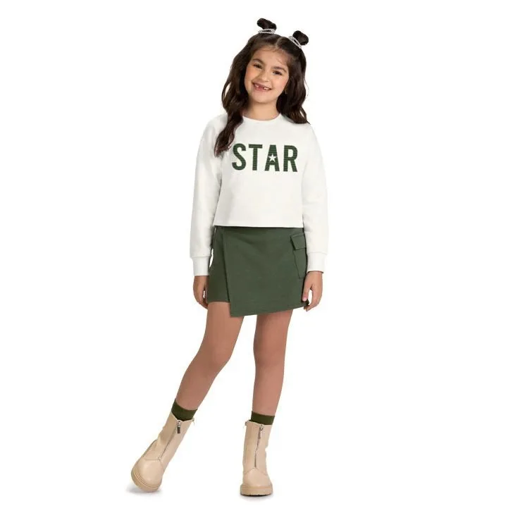 Conjunto Infantil Short saia Bordado Kyly - foto 1