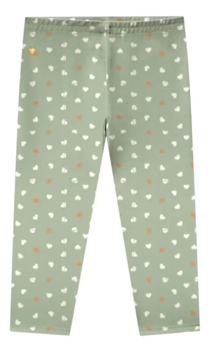Legging Infantil Milon em Molecotton Coração - Verde Clara - foto 1