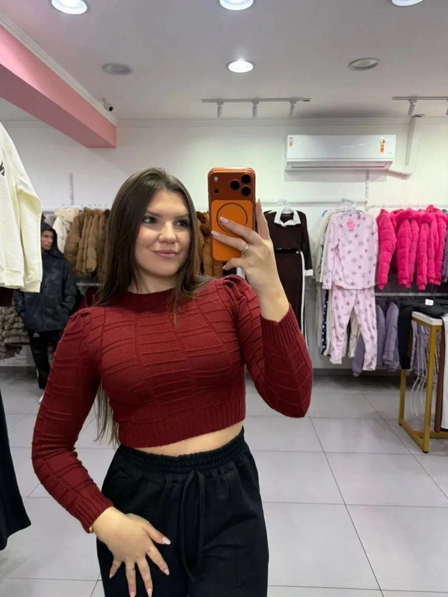 Cropped Modal Detalhe Quadrados Bordo - foto 1