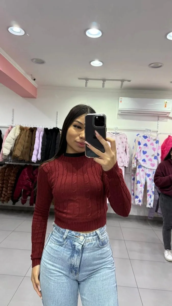 Cropped Modal Detalhe Trançados Bordo - foto 1