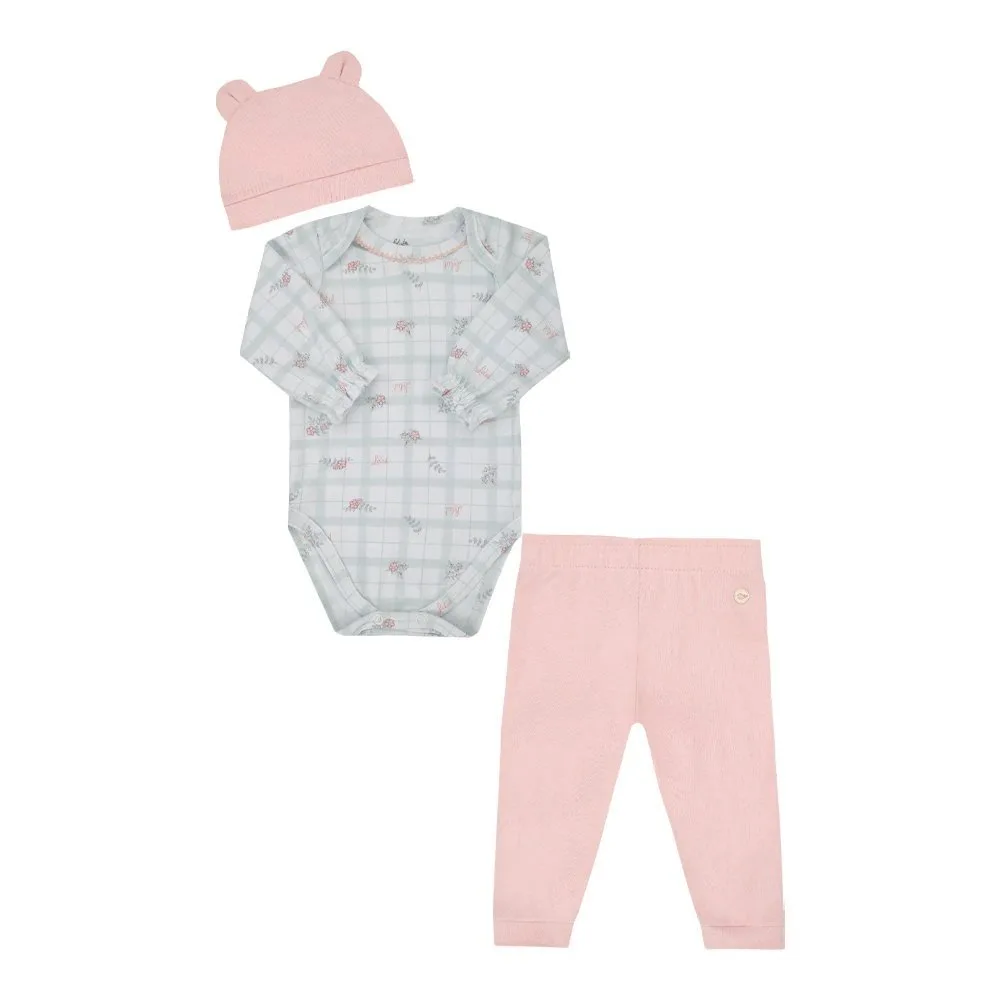Conjunto Letut 3 Peças Floral Feminino Lt com Touca Orelinhas Un - foto 2
