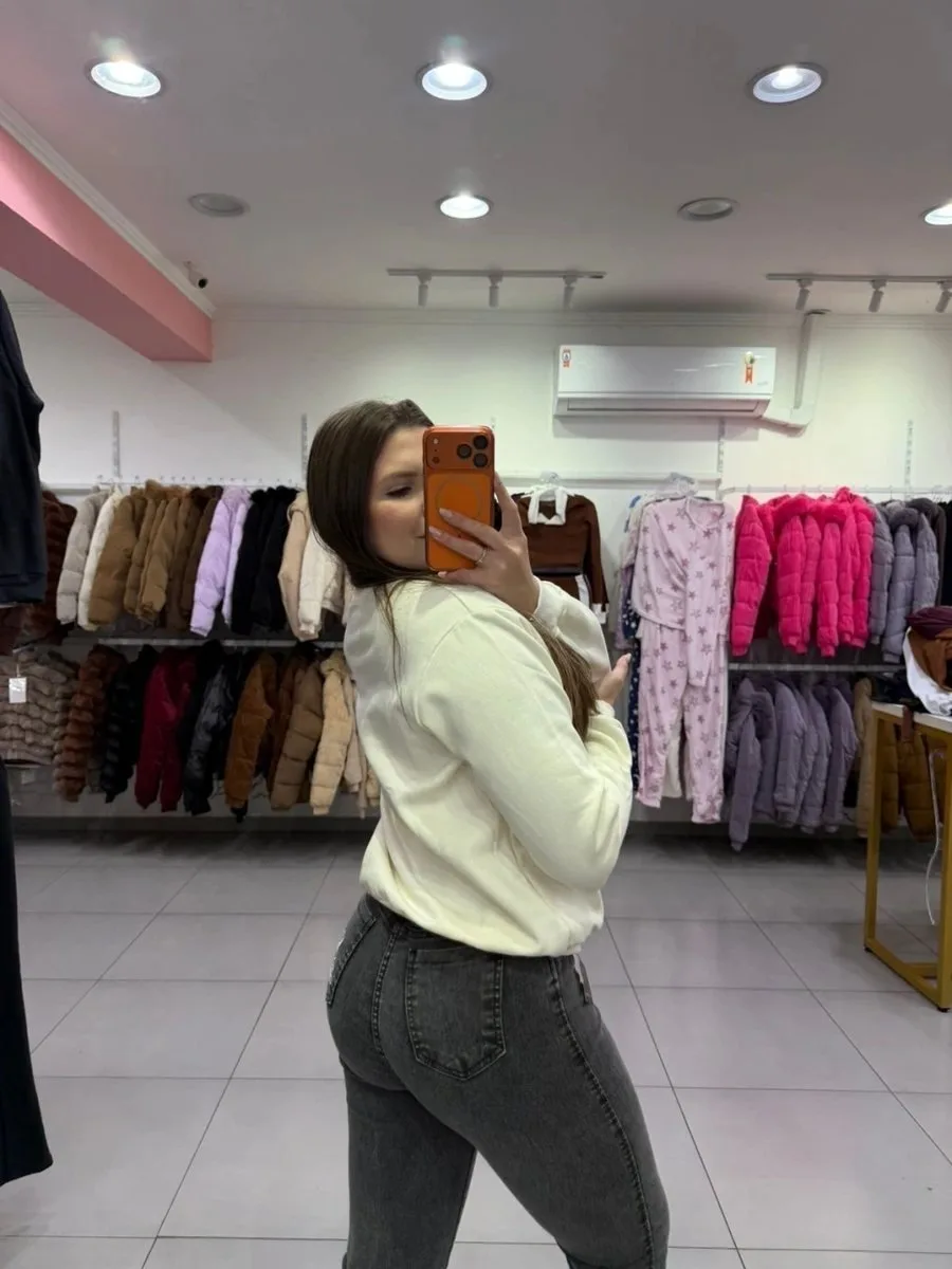 Blusa Moletom Estampa Urso Off White - foto 2