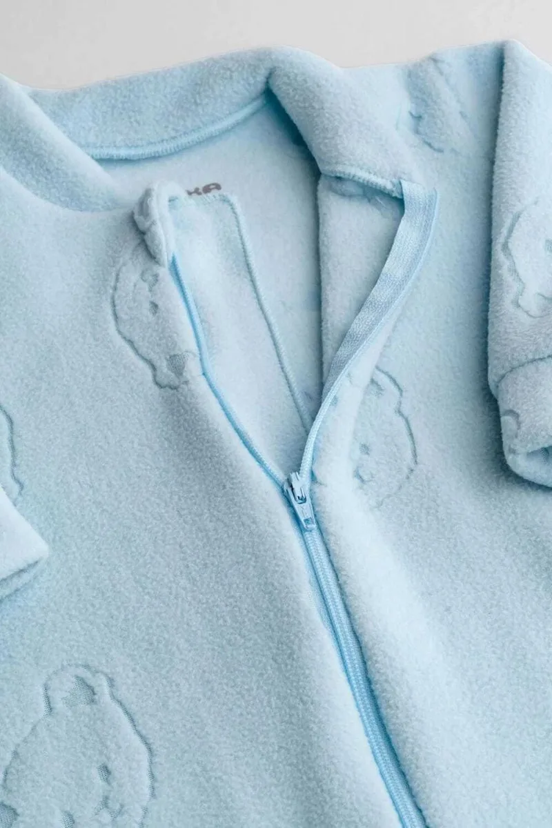 Macacão bebê soft jacquard com zíper urso azul - Dedeka - foto 1