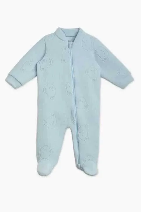 Macacão bebê soft jacquard com zíper urso azul - Dedeka - foto 2