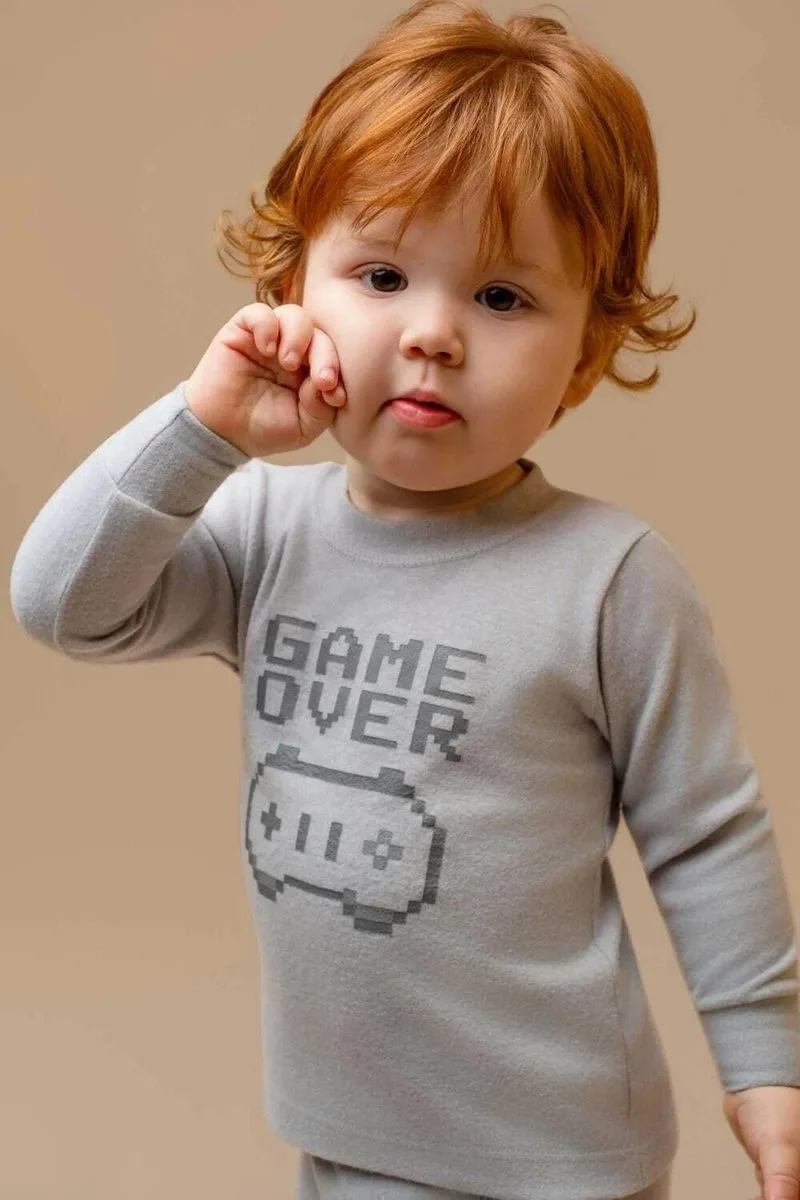 Pijama melange cinza game over infantil - Dedeka - foto 1