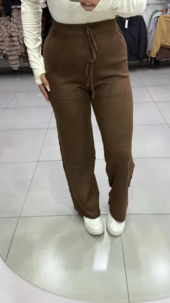 Calça Pantalona Modal Mousse Marrom Escuro - foto 1