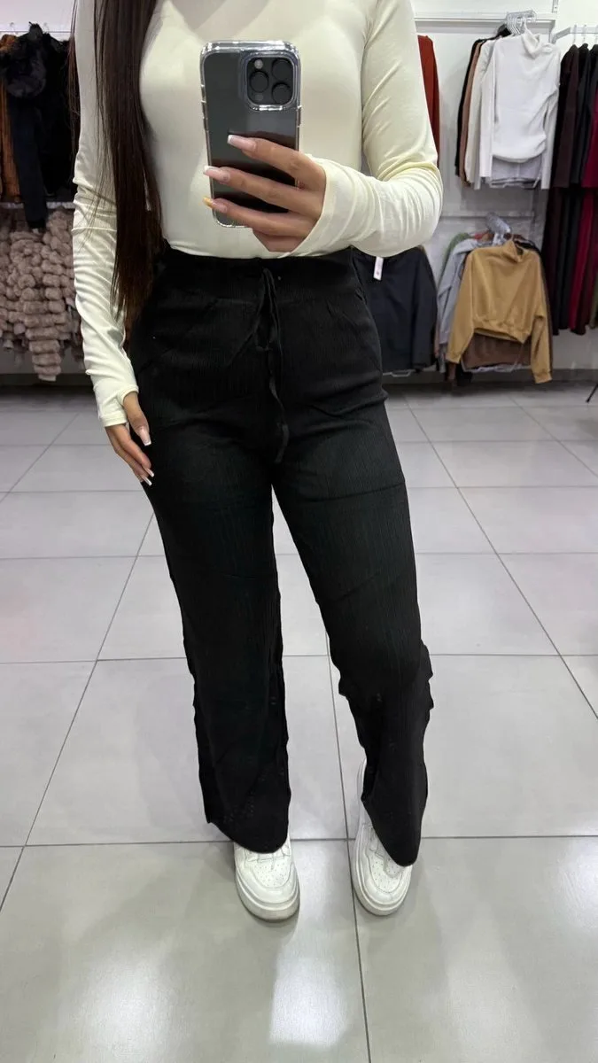 Calça Pantalona Modal Mousse Preto - foto 1