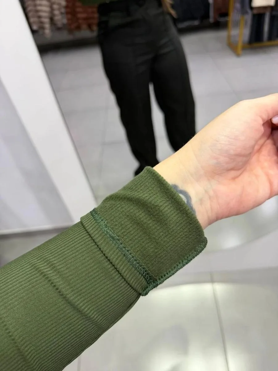 Body Canelado Térmico Com Detalhe Linha E Manga Longa Verde - foto 3