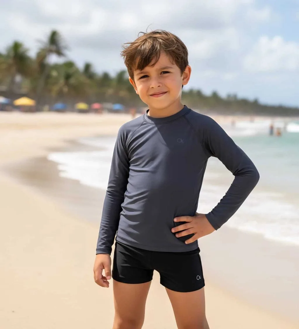 Camiseta Ogochi Proteção UV 45+ Manga Longa - Moda Praia - Cinza - foto 1