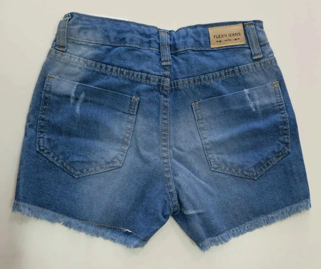 Short Jeans Feminino Flexy Jeans com Elastano e Barra Desfiada Juvenil - foto 2