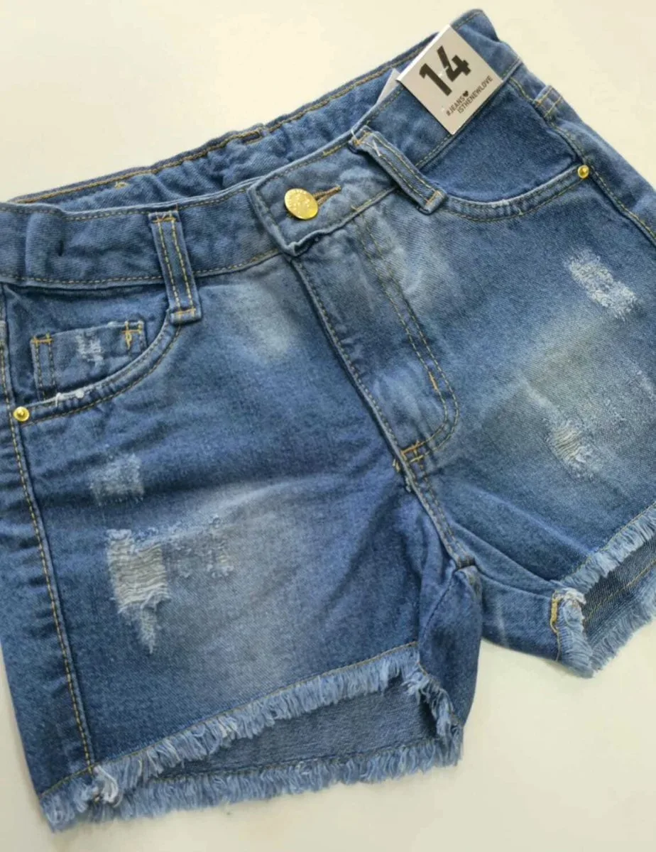 Short Jeans Feminino Flexy Jeans com Elastano e Barra Desfiada Juvenil - foto 3