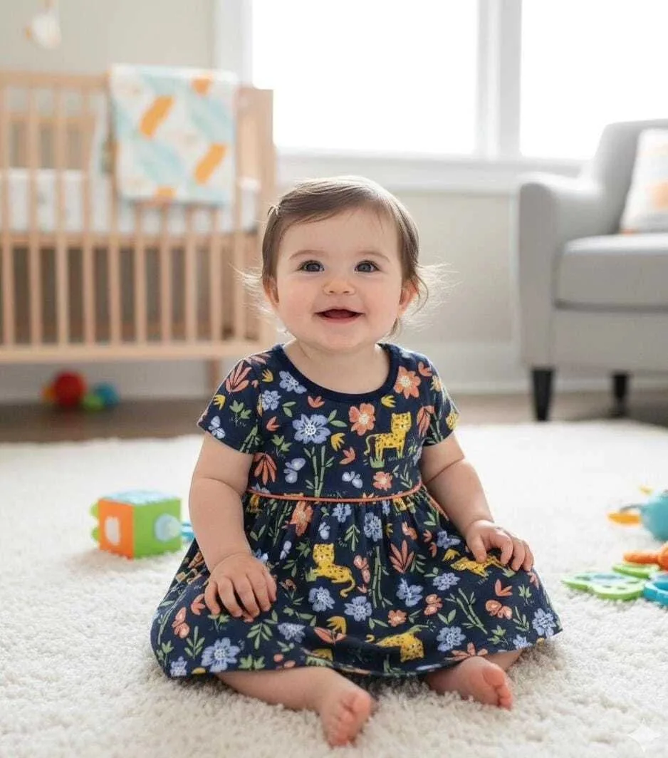 Vestido Brandili Bebê Menina Estampado - Marinho - foto 1