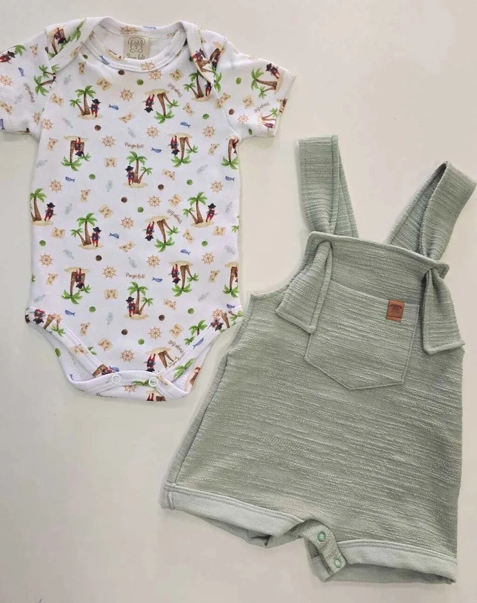 Conjunto Bebe Menino Jardineira e Body - Pingo Lelê - foto 3