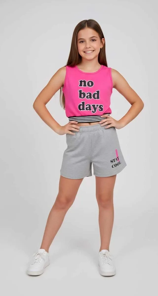 Conjunto Pami Cropped Regata e Short - Rosa - foto 1