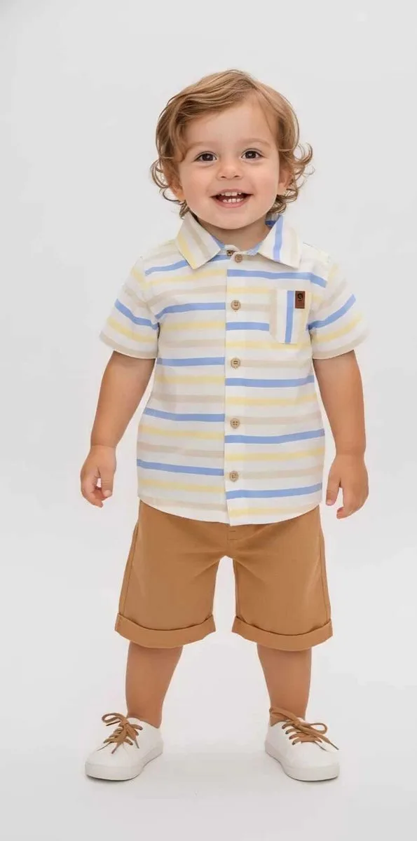Conjunto Infantil Camisa Tricoline/Bermuda Sarja Mundi - foto 1