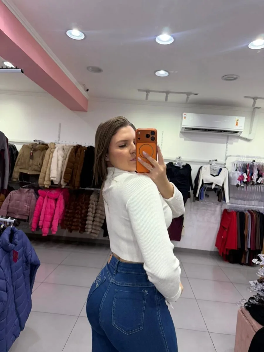 Cropped Luxxo Modal Com Ziper E Punho Dobrado Branco - foto 3