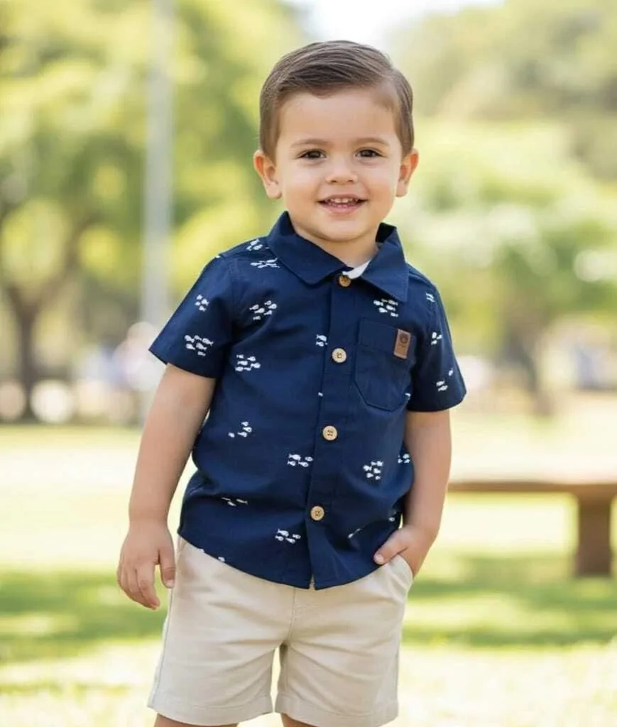 Conjunto Infantil Menino Camisa tricoline e Bermuda sarja - Mundi - foto 2