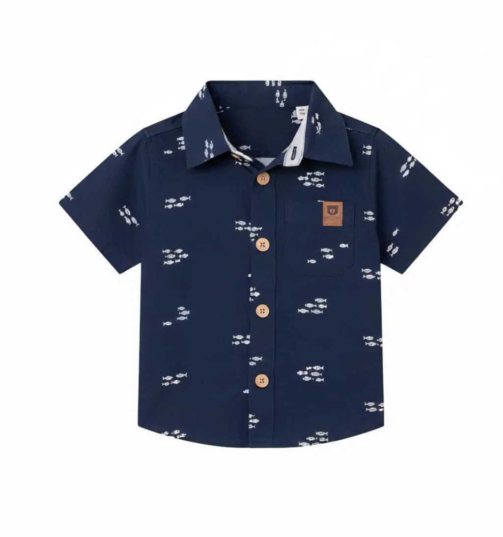 Conjunto Infantil Menino Camisa tricoline e Bermuda sarja - Mundi - foto 3