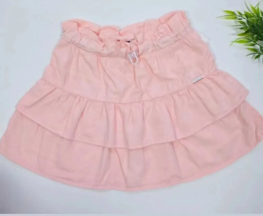 Saia Menina Mania Kids com Babados Collor - Rosa - foto 1