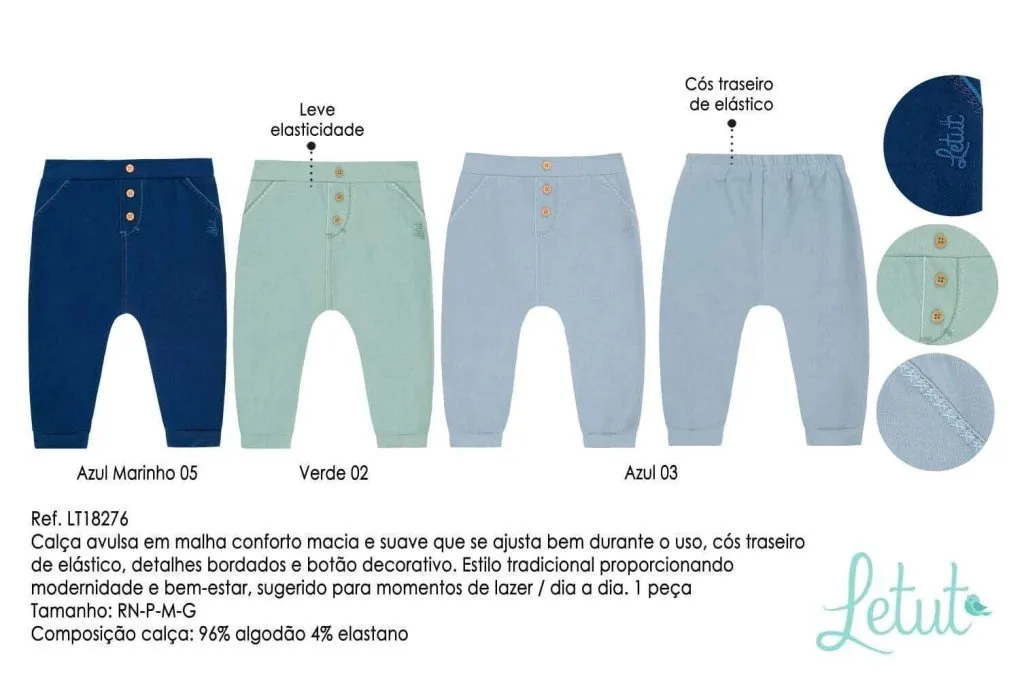 Calça Saruel Masculina Avulsa Letut - Azul ceu - foto 3