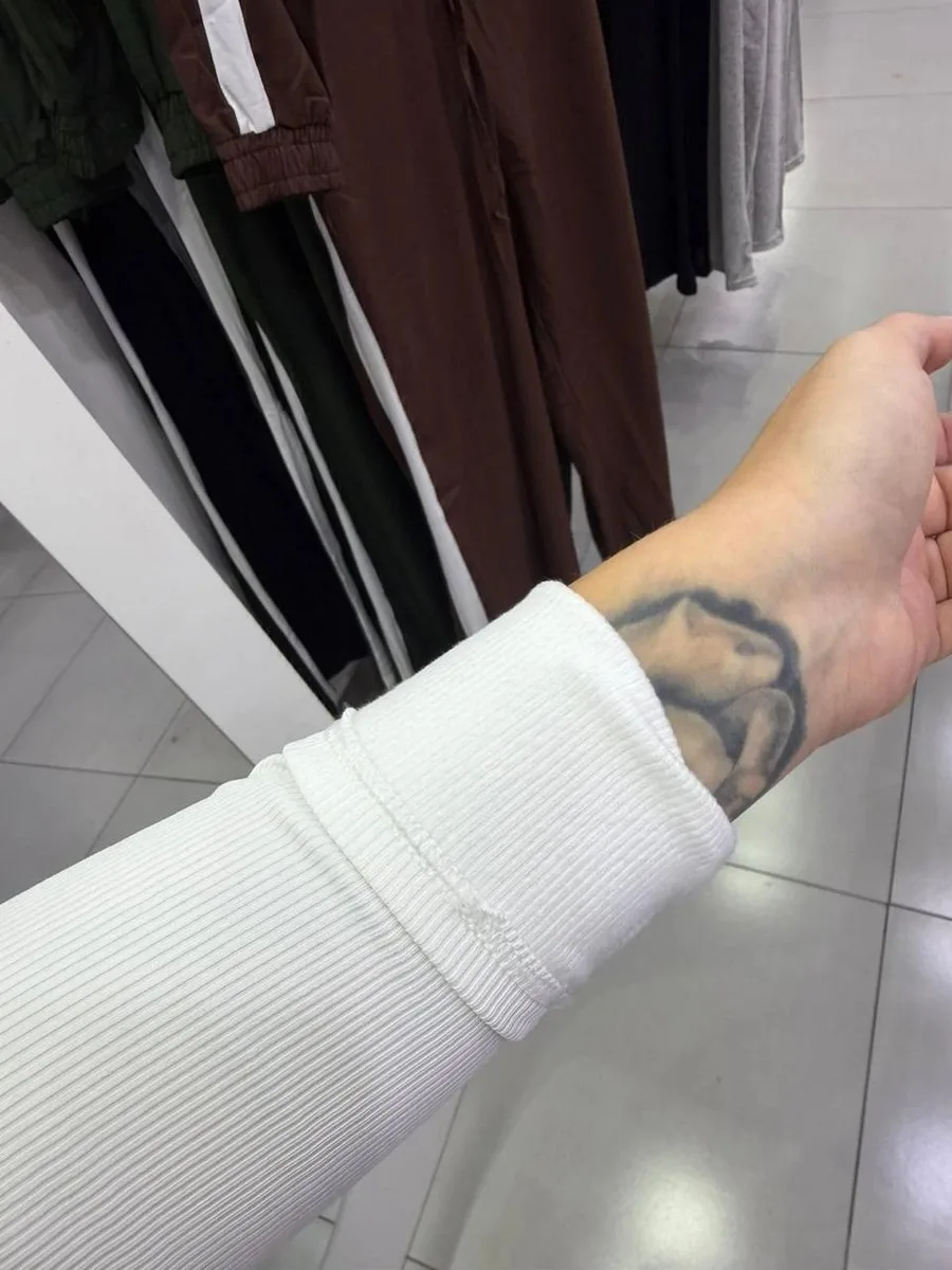 Body Canelado Térmico Trançado Nas Costas Com Manga Longa Branco - foto 3