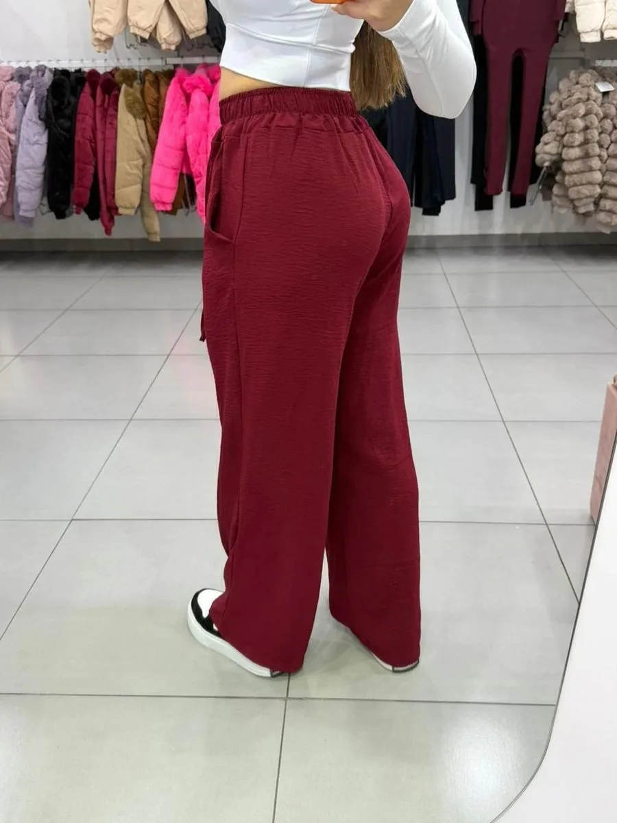 Calça Pantalona Duna Datalhe Linhas Frontal Bordo - foto 2