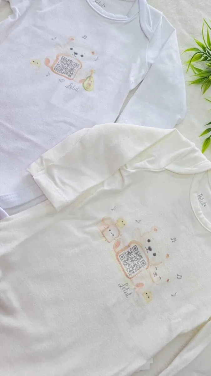 Body Bebê Linha Anunciação Letut - Com QR Code Musical e Mensagem Surpresa Tam RN e P - Off white - foto 1