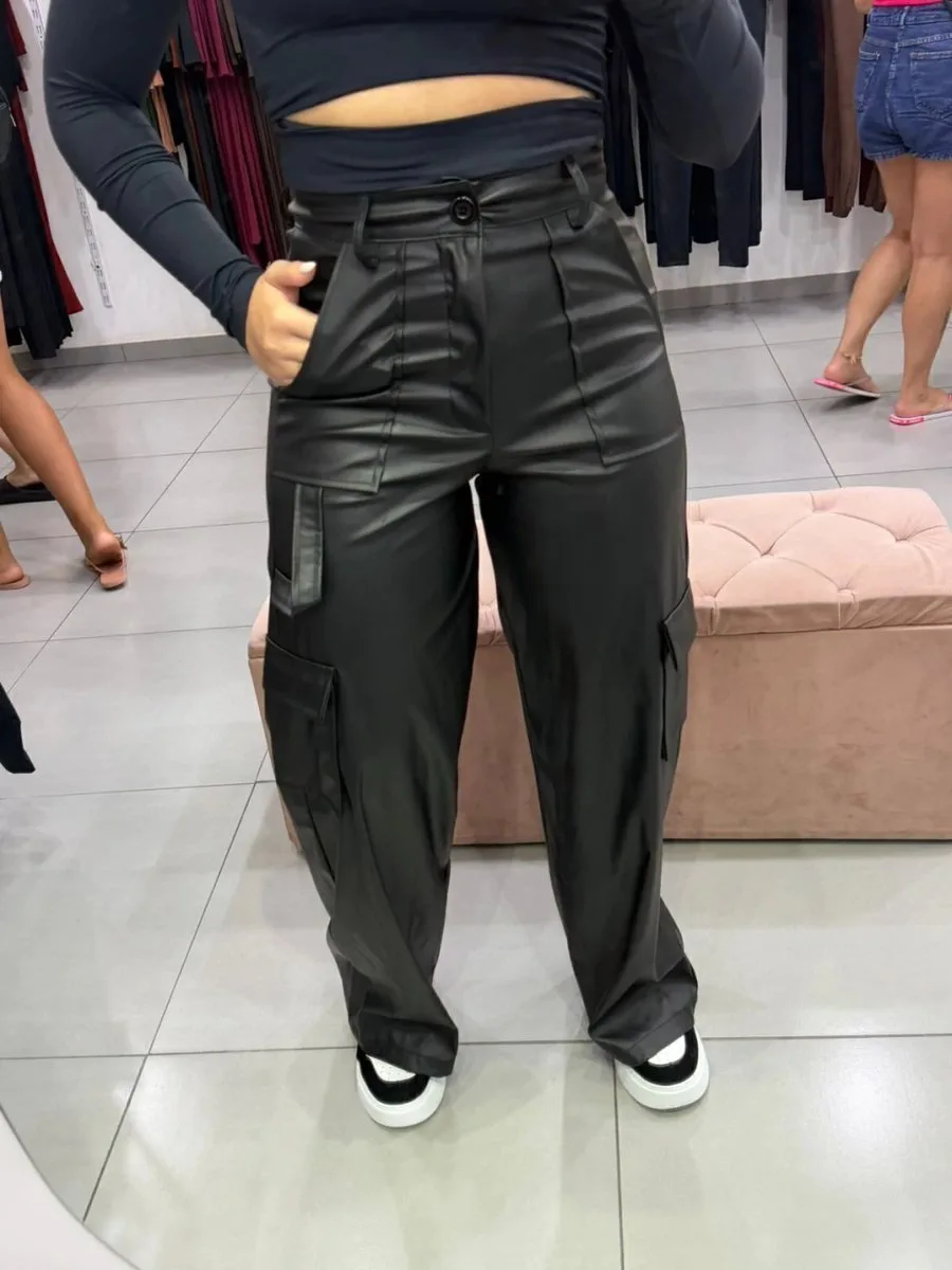 Calça Wide Cargo Courino - foto 1