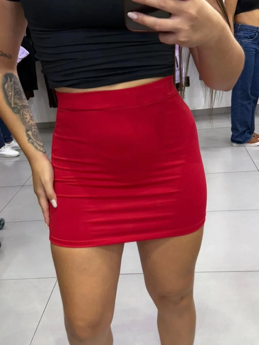 Saia Poliamida Curta Básica Vermelha - foto 1