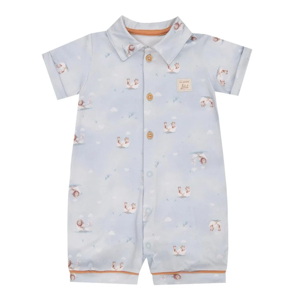 Macacã Curto Letut Menino Estampado - Azul ceu - foto 1