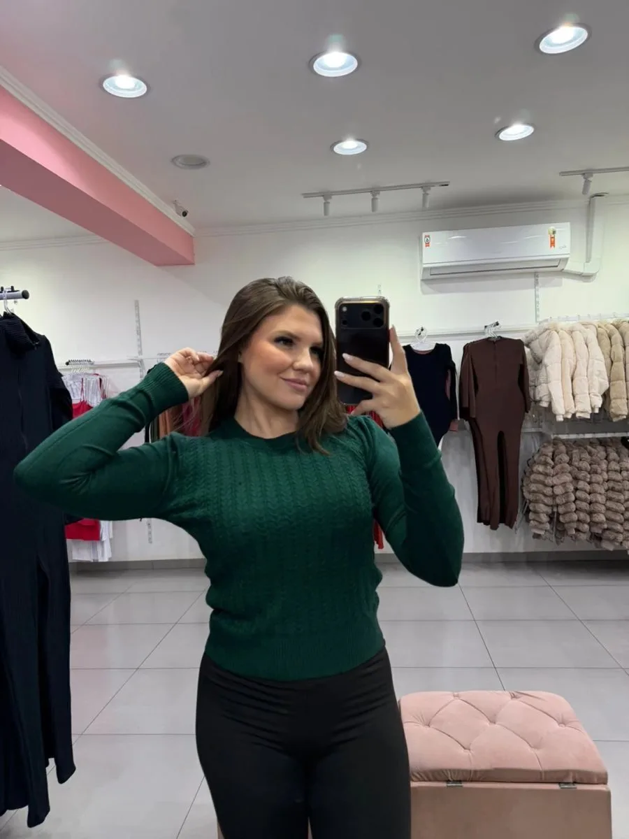 Blusa Modal Mousse Com Detalhes Trançados Verde - foto 1