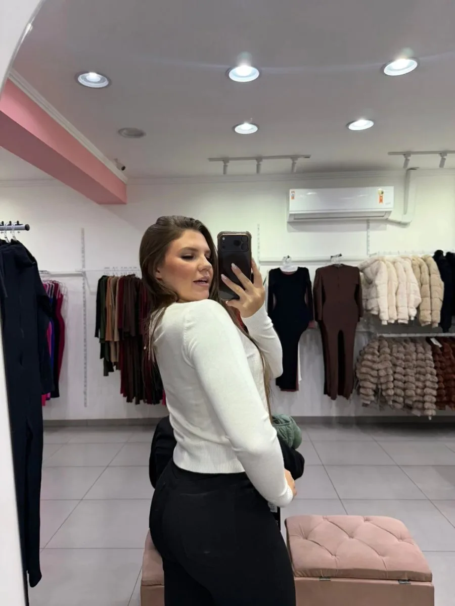 Blusa Modal Mousse Com Detalhes Ondas Branco - foto 2