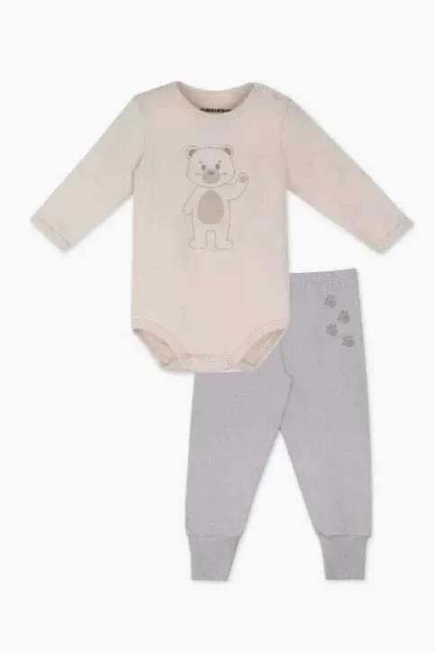 Conjunto de body melange bege lua ursinho bebê unissex - Dedeka - foto 2