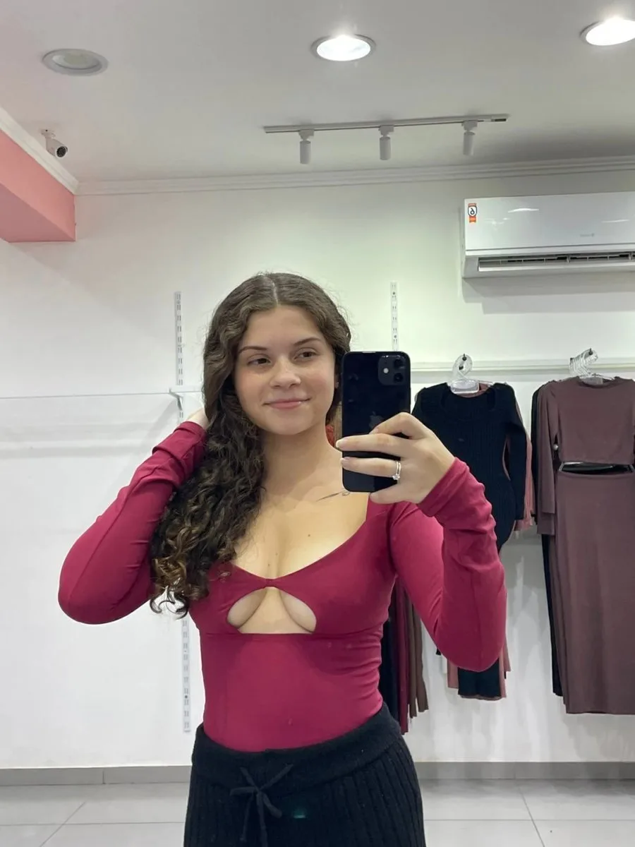 Body Poliamida Com Manga Longa Detalhe Amarrar E Gola U Bordo - foto 1