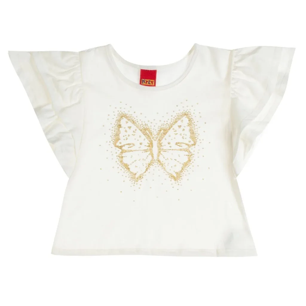 Conjunto Infantil Menina Borboleta Kyly - Bege - foto 2