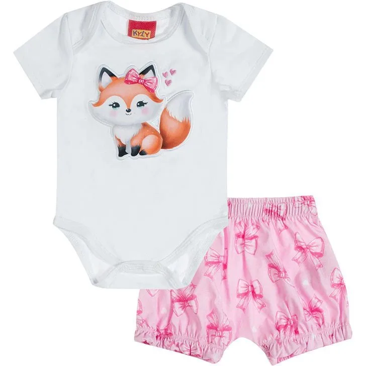 Conjunto Bebê Menina Raposa Kyly - Branco - foto 1