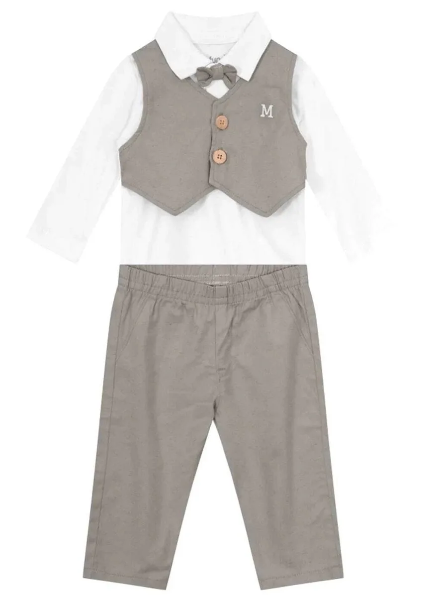 Conjunto Bebê Menino em Cotton Branco Mundi - foto 3