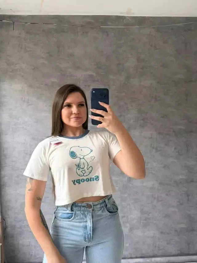 T-shirt Curta Estampa Snoopy Branco - foto 1