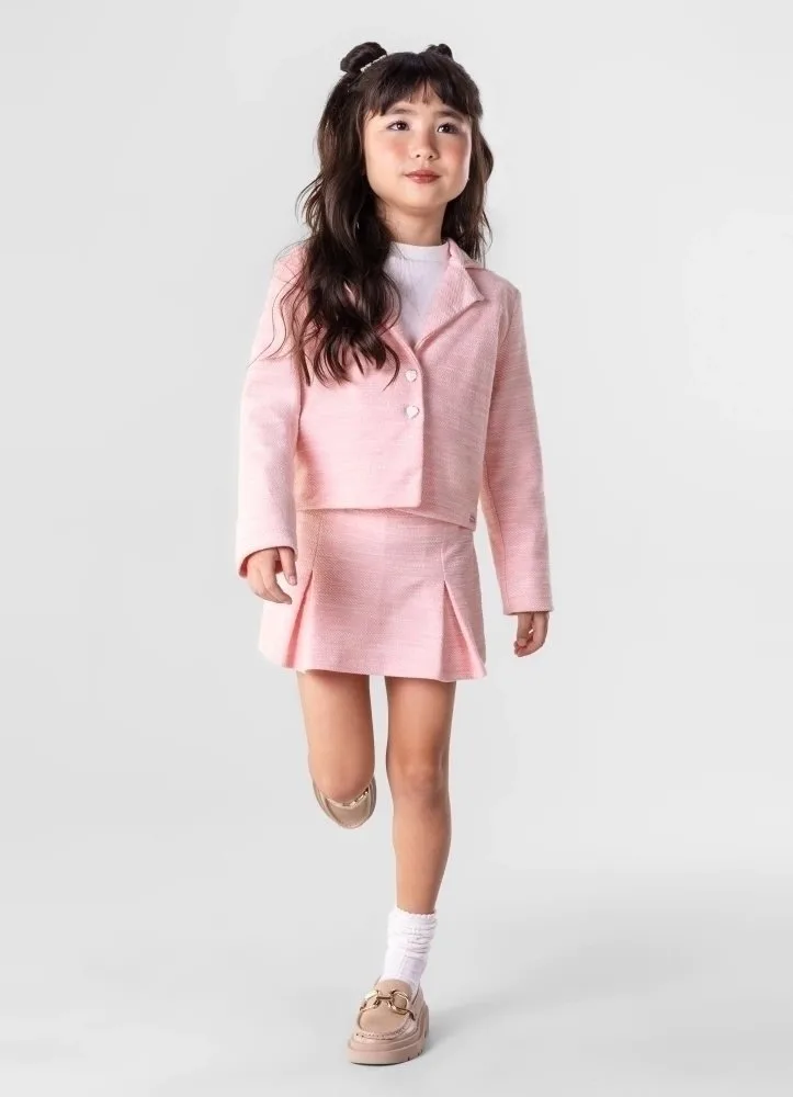 Conjunto Moletom Tricô Infantil Menina Mundi - Rosa - foto 1