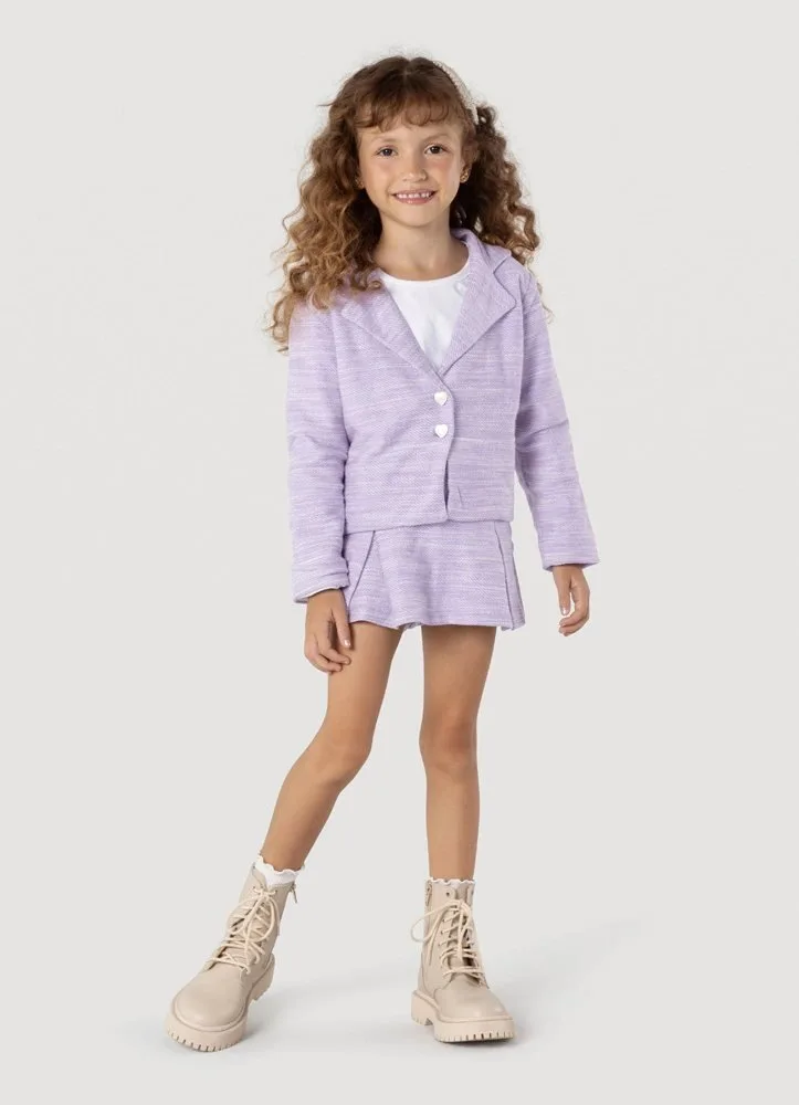 Conjunto Moletom Tricô Infantil Menina Mundi - Roxo - foto 1